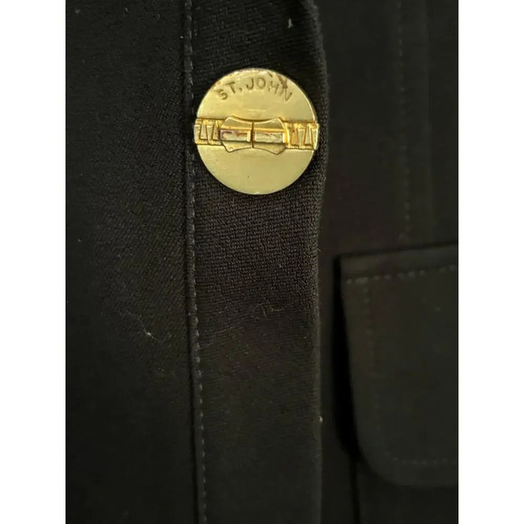 Vintage St. John Sport Black Blazer Jacket Women's Size Small Gold Button - Picture 5 of 6